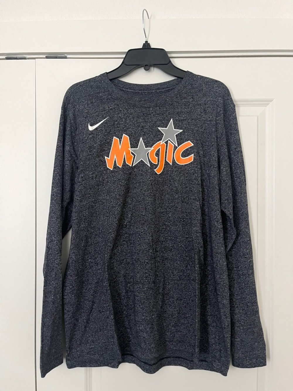 Nike Dark Charcoal Long Sleeve Tee with Orange & Gray Orlando Magic Logo